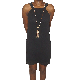 BCX Juniors Tiered-Hem Necklace Shift Dress Black