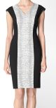 Calvin Klein Cap-Sleeve Pebbled Panel sheath Black and Cream