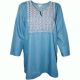 Charter Club Embroidered Denim Top Ocean Sky Large