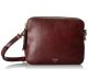 Fossil Sydney Glazed Leather Zipper Cross Body Raisin Handbag