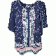Jm Collection Printed Butterfly-Sleeve Top Havana Scarf XLarge