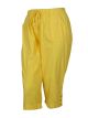 Karen Scott Womens Plus Cotton Comfort Waist Capri Yellow Drawstring Pants
