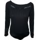 Marled Off-The-Shoulder Bodysuit Jet Black Large