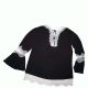 NY Collection Women Lace-Trim Peasant Long Sleeve Blouse Top Jet Black With Cream Lace Medium Affordable Designer Brands