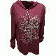 Style & Co. Womens Bird Print Zip Hooded Top Blouse Shirt Pale Raspberry Large