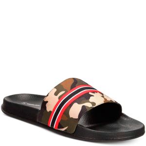 INC International Concepts Men's Gemini Camo Shower Slides Camo Green 8 M from Affordable Designer Brands