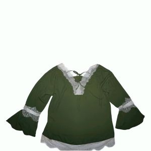 Ny Collection Women  Lace-Trim Peasant Long Sleeve Blouse  Top Chive With Cream Lace Affordable Designer brands Large