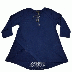 Style & Co Lace-Trim Peasant Top SC Royal Navy Medium