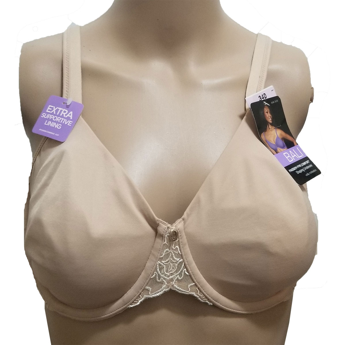 Bali Passion for Comfort Shaping Underwire Bra 34D Nude Combo