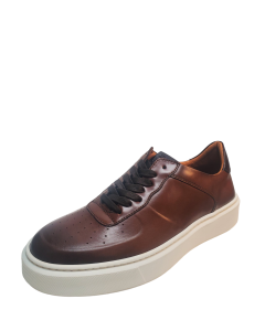 Bruno Magli Mens Shoes Falcone Italian Leather LaceUp Sneakers 8.5M Brown Cognac from Affordable Designer Brands
