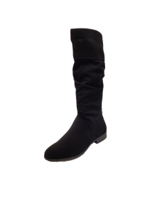 Style & Co Women Kelimae Ruched Suede Faux Leather Riding Boots 6.5M Black Suede from Affordable Designer Brands