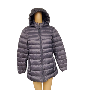 32 Degrees Womens Packable Hooded Down Puffer Coat water-resistant Nylon Periscope Grey Medium