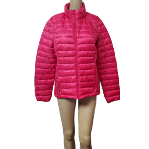32 Degrees Womens Packable Down Puffer Polyester Coat Giant Hibiscus Pink Medium Affordable Designer Brands front