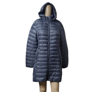 32 Degrees Womens Hooded Quilted Packable Puffer Nylon Coat Weathered Slate Grey Small Affordable Designer Brands