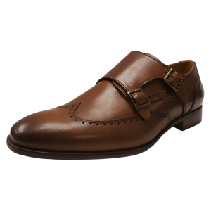 Alfani Mens Eli Wingtip Monk Strap Loafers Leather Tan 8M Affordable Designer Brands