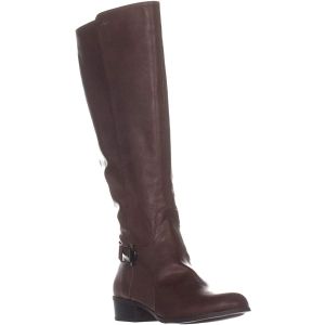 Alfani Women's Step 'N Flex Kallumm Wide-Calf Boots Faux Leather Cognac 8M from Affordable Designer Brands