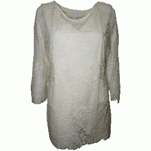 Charter Club Lace-Overlay Boat-Neck Top Vintage Cream XLarge