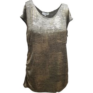Calvin Klein Womens Shimmer Ruched Foil Print Tank Top Shirt Large