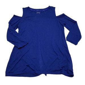 Calvin Klein Performance Split-Back Cold-Shoulder Long Sleeve Sweatshirt Blue Medium