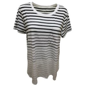 Calvin Klein Striped Split-Hem T-Shirt White Combo 2XLarge