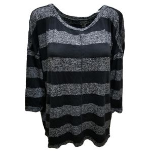 Calvin Klein Striped Boat-Neck Top Sweatshirt Black Combo 2XLarge