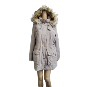 DKNY Women's Faux-Fur-Trim Hooded Anorak Coat Thistle Brown Medium Affordable Designer Brands