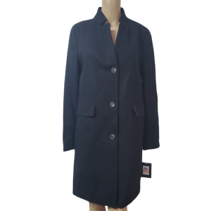DKNY Womens Single-breasted Stand-Collar Reefer Wool Coat Black Small Affordable Designer Brands