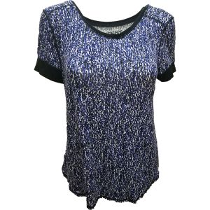 DKNY Womens Short Sleeve Scatter Print Pajama Top Shirt Blue Medium