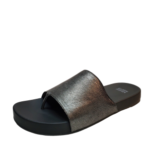 Eileen Fisher Women Shoe Motion Leather SlipOn Thong Sandals 6.5M Grey Ant Nickle Affordable Designer Brands