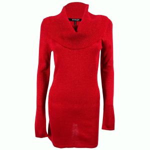 Energie Women Juniors  Illiana Metallic Cowl Tunic Sweater Jester Red Medium