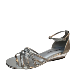 Easy Street Womens Tarrah Evening Sandals Silver Glitter 7.5N Affordable Designer Brands