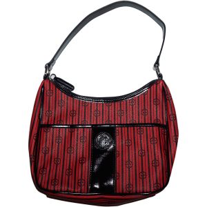 Giani Bernini Stripe Signature Small Hobo Shoulder handbag Red 