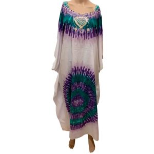 Hand Made In Africa Floor length dress with embroidered Neckline One Size Affordable Designer Brands