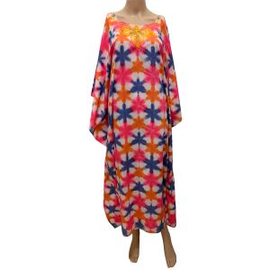 Hand Made In Africa Multicolor Floor length dress with embroidered Neckline One Size