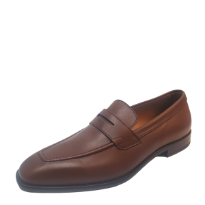 Hugo Boss Mens Dress Shoes Lisbon Leather Slip On Brown  Loafers Medium Brown 8.5M from Affordable Designer Brands