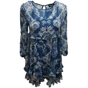In Awe of You by Awesomeness TV Juniors Printed Ruffled Shift Dress Multicolor Large