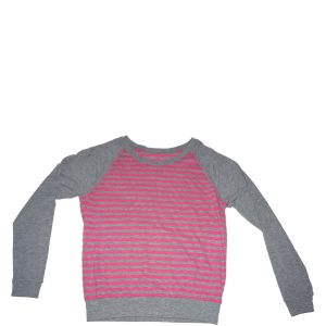 Ideology Raglan-Sleeve Striped Top Molten Pink Stripe