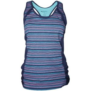 Ideology Striped Ruched Active Wear Tank Top Turquoise Melange Stripe Small