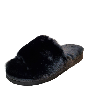 Inc International Concepts Womens Shoes Yuri Slip On Faux Fur Slippers 9M Black from Affordable Designer Brands