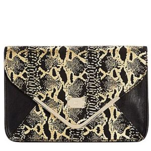 Inc International Concepts Bianca Black Gold Snake Clutch Handbag