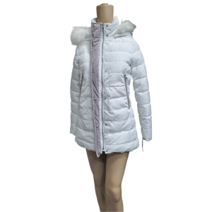 INC International Concepts Womens Faux-Fur-Trim Hooded Puffer Polyester Coat White XXS Affordable Designer Brands