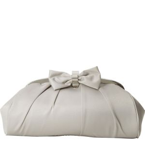 Jessica Mcclintock Silver Grey Bow Frame Clutch Handbag