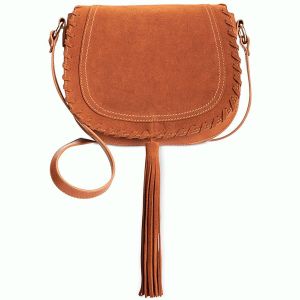 INC International Concepts Willow Saddle Tassel Handbag Cognac Affordable Designer Brands