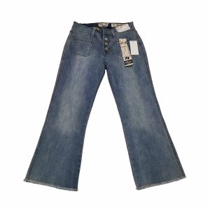 Indigo Rein Junior Size 0 Button Fly Crop Slim Leg w/ Topstitch Jeans Blue