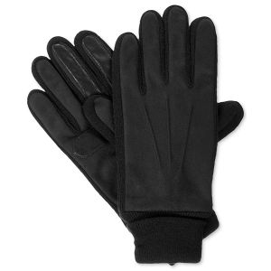 Isotoner Signature Mens Knit-Cuff Gloves Black Xlarge