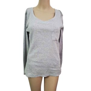 Jenni Women Ribbed Pajama T-Shirt Heather Grey Large