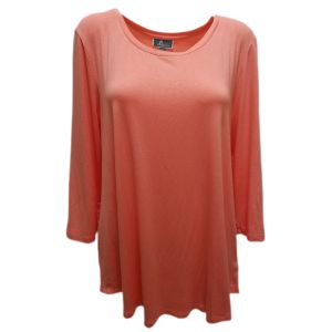JM Collection Three-Quarter-Sleeve Scoop-Neck Top Blouse Peach Zing Pink Large