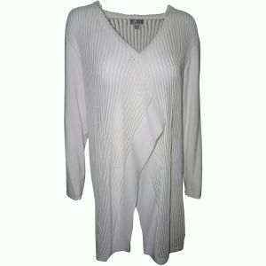 Jm Collection Draped Shadow-Stripe Cardigan Top Bright White XLarge