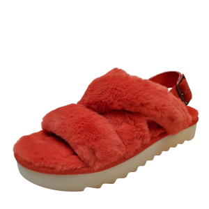 Koolaburra By UGG Womens Fuzz-Ee Faux Fur Cushioned Sandals 8M Brght Orange from Affordable Designer Brands