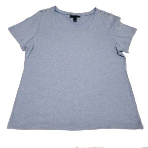 Karen Scott Square-Neck T-Shirt Light Blue Heather XLarge front from Affordable Designer Brands